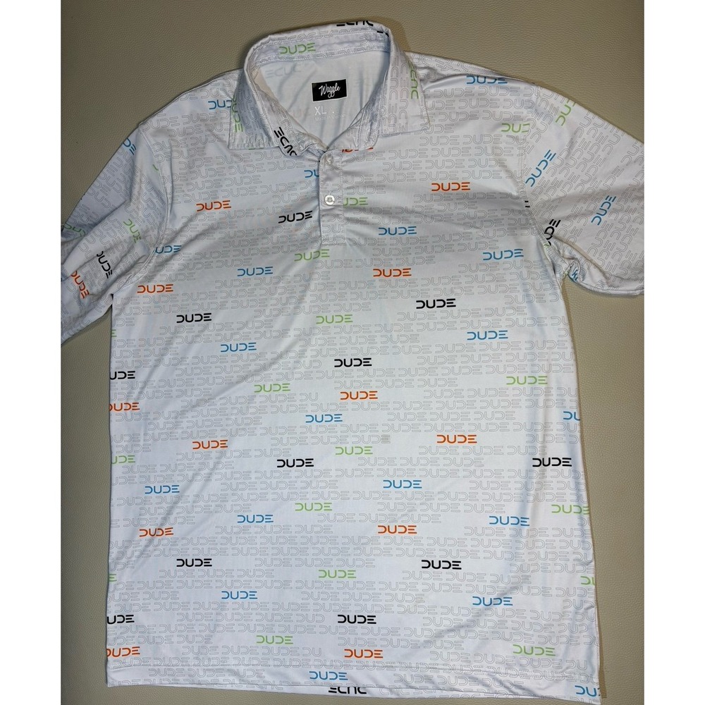 Men's XL Waggle short sleeve DUDE wipes golf polo shirt. EUC.